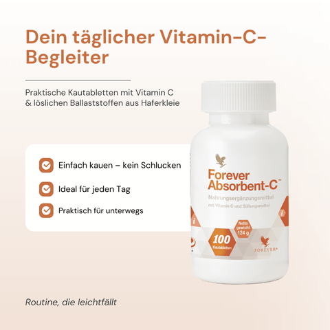 Forever Absorbent-C – Vitamin-C-Kautabletten, praktischer Begleiter für jeden Tag
