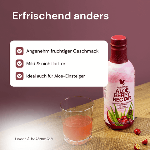 Forever Aloe Berry Nectar – Aloe-Vera-Getränk mit Cranberry und Apfel, 1 Liter