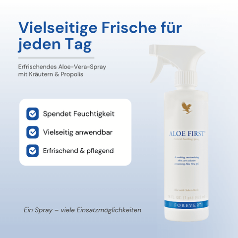 Aloe First – erfrischendes Aloe-Vera-Spray mit Kräutern und Propolis, 473 ml