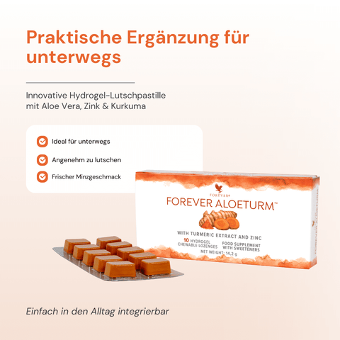 Forever Aloeturm – Hydrogel-Lutschpastillen mit Aloe Vera, Kurkuma und Zink