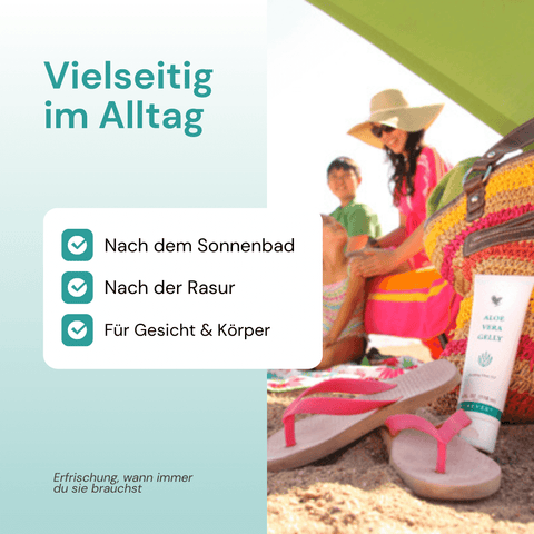 Infografik: Forever Aloe Vera Gelly – kühlendes Pflegegel mit Aloe Vera