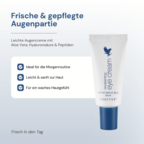 Forever Awakening Eye Cream für gepflegte Augenpartie mit Aloe Vera und Hyaluronsäure