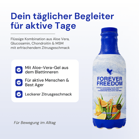 Forever Freedom – flüssiges Nahrungsergänzungsmittel mit Aloe Vera, Glucosamin, Chondroitin und MSM