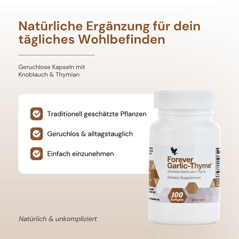 Forever Garlic-Thyme natürliche Ergänzung mit Knoblauch und Thymian