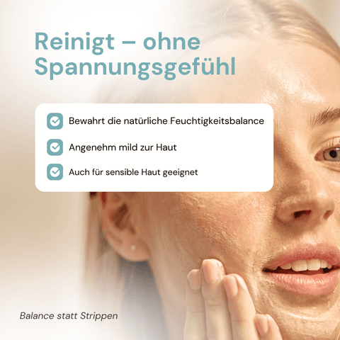 Frau cremt sich das Gesicht ein mit Forever Logic Gel Cleanser 