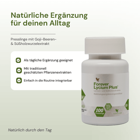Forever Lycium Plus – Nahrungsergänzungsmittel mit Goji-Beeren- und Süßholzwurzelextrakt